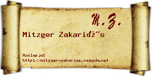 Mitzger Zakariás névjegykártya